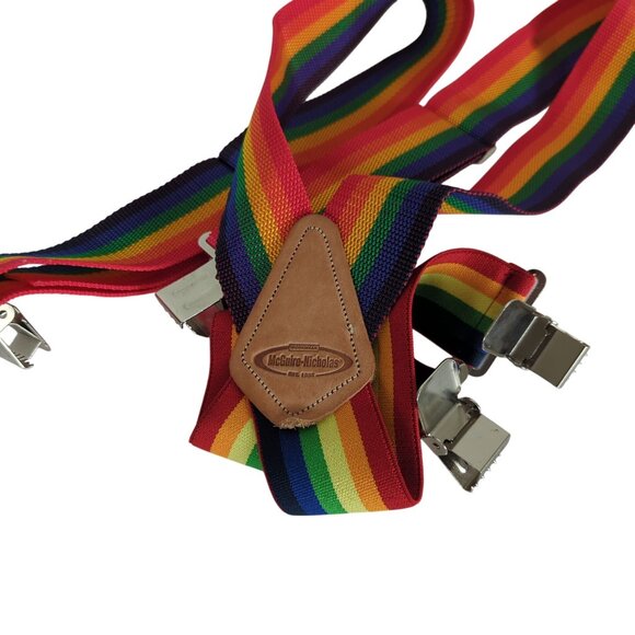 McGuire-Nicholas Rainbow Suspenders Adjustable Workwear Braces Heavy Duty ClipOn - Picture 5 of 8